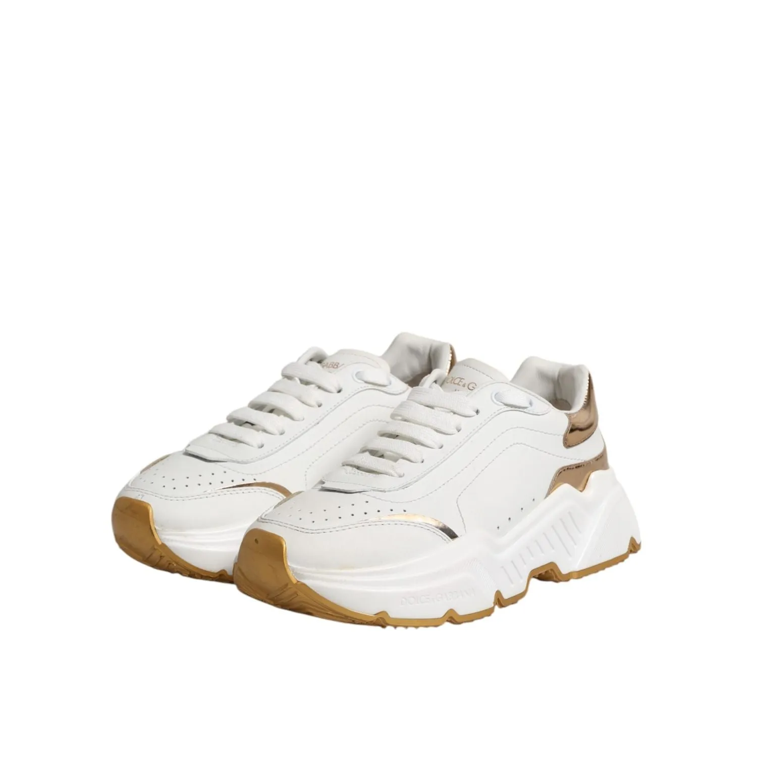 Dolce & Gabbana White Gold Daymaster Low Top Sneakers Shoes Craft Sneakers