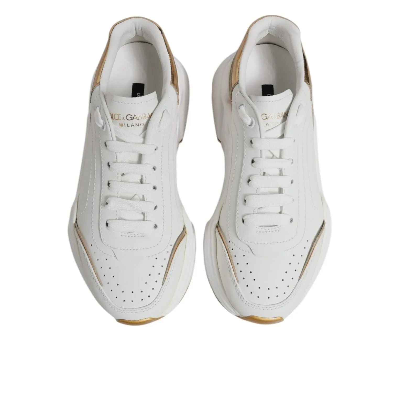 Tweed Sneakers Dolce & Gabbana White Gold Daymaster Low Top Sneakers Shoes