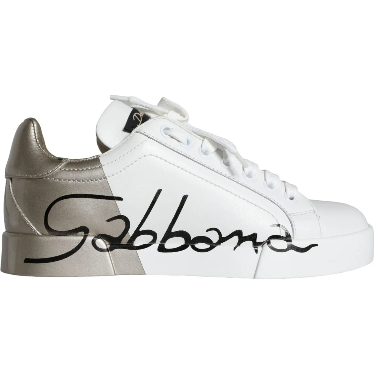 Dolce & Gabbana White Gold Portofino Low Top Leather Sneakers Shoes Valentino Shoes Sneakers