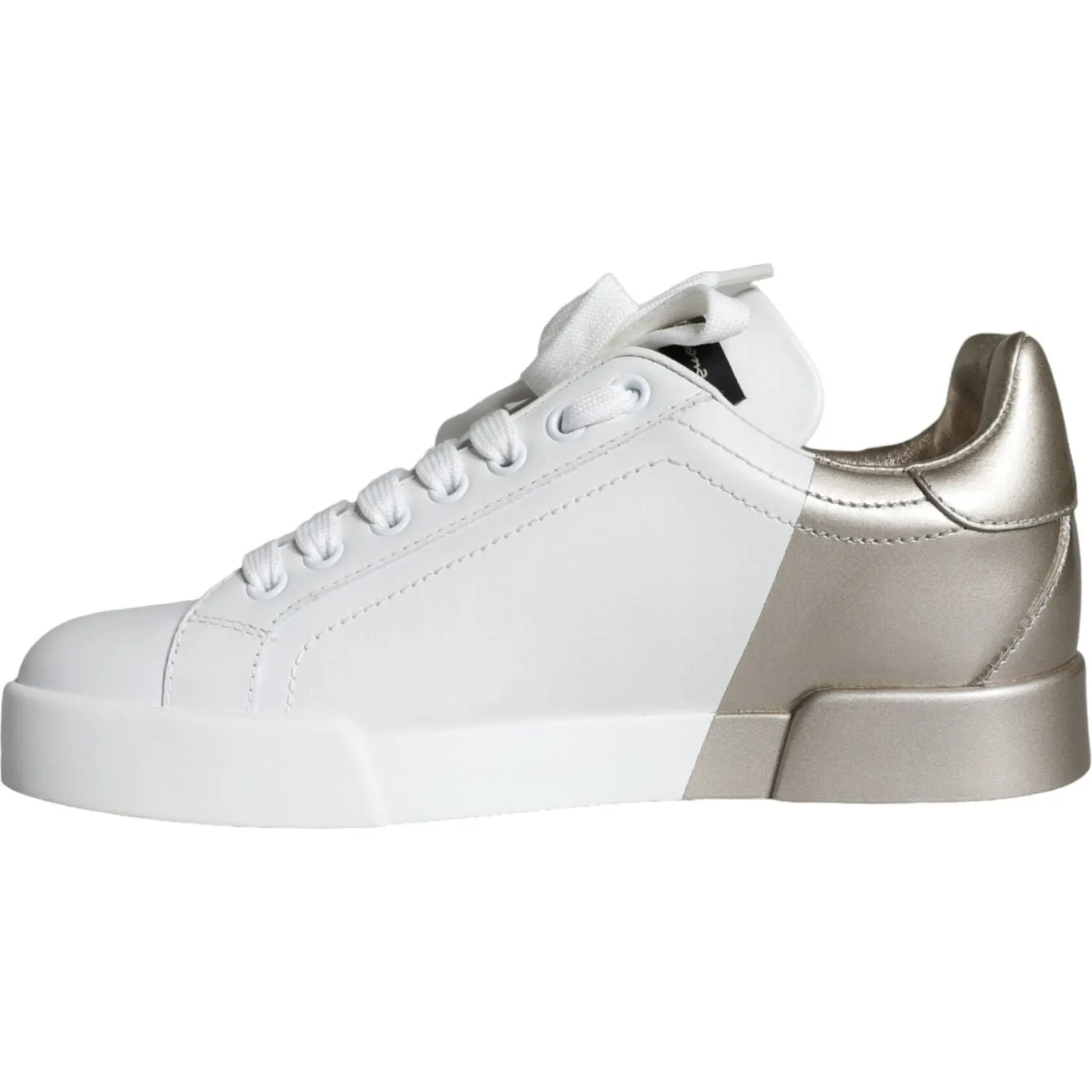 Cute Sneakers Dolce & Gabbana White Gold Portofino Low Top Leather Sneakers Shoes