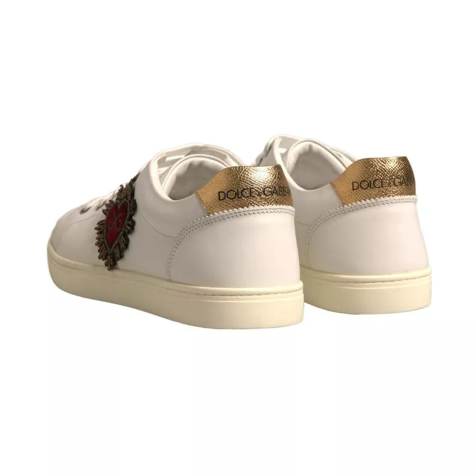 Balenciaga Runners Sneakers Dolce & Gabbana White Leather Heart Embellished Sneakers Shoes