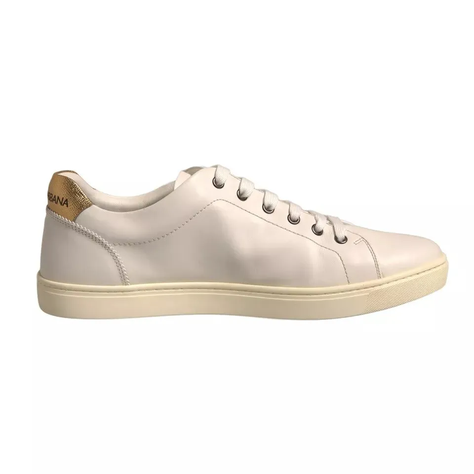 Spikeless Golf Sneakers Dolce & Gabbana White Leather Heart Embellished Sneakers Shoes