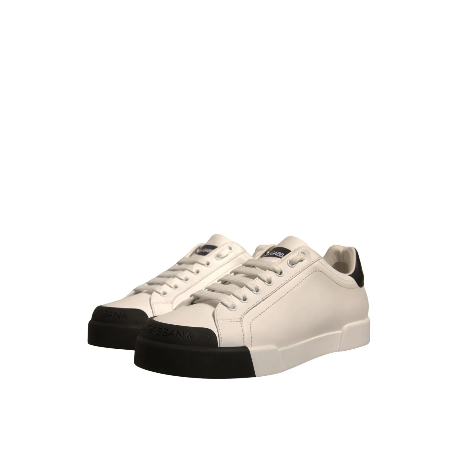 Dolce & Gabbana White Leather Logo Portofino Sneakers Shoes Sneakers White