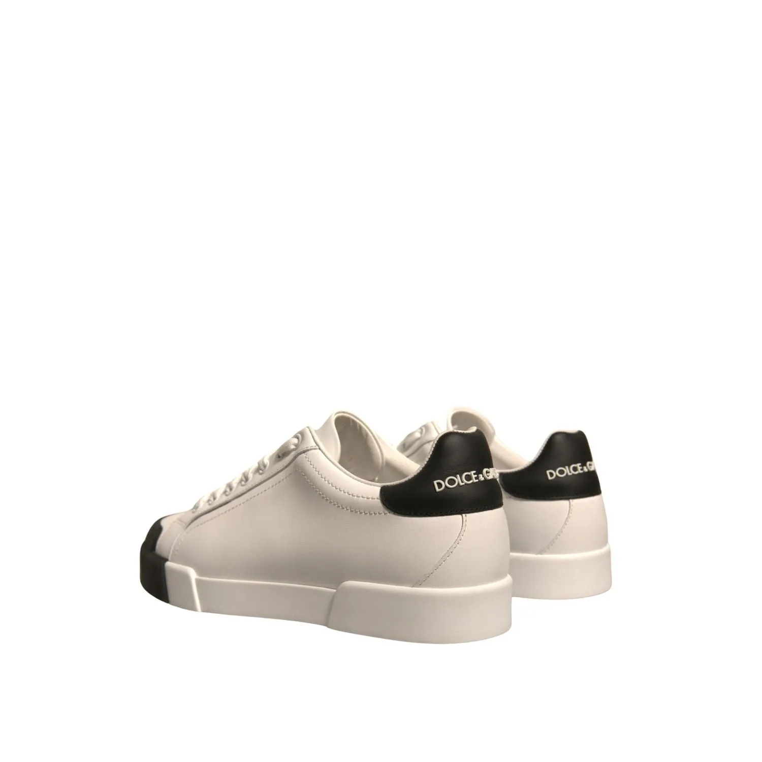 Dolce & Gabbana White Leather Logo Portofino Sneakers Shoes Cloudsteppers Sneakers