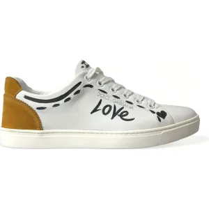 Dolce & Gabbana White Leather LOVE Milano Men Sneakers Shoes Sneakers Outlet