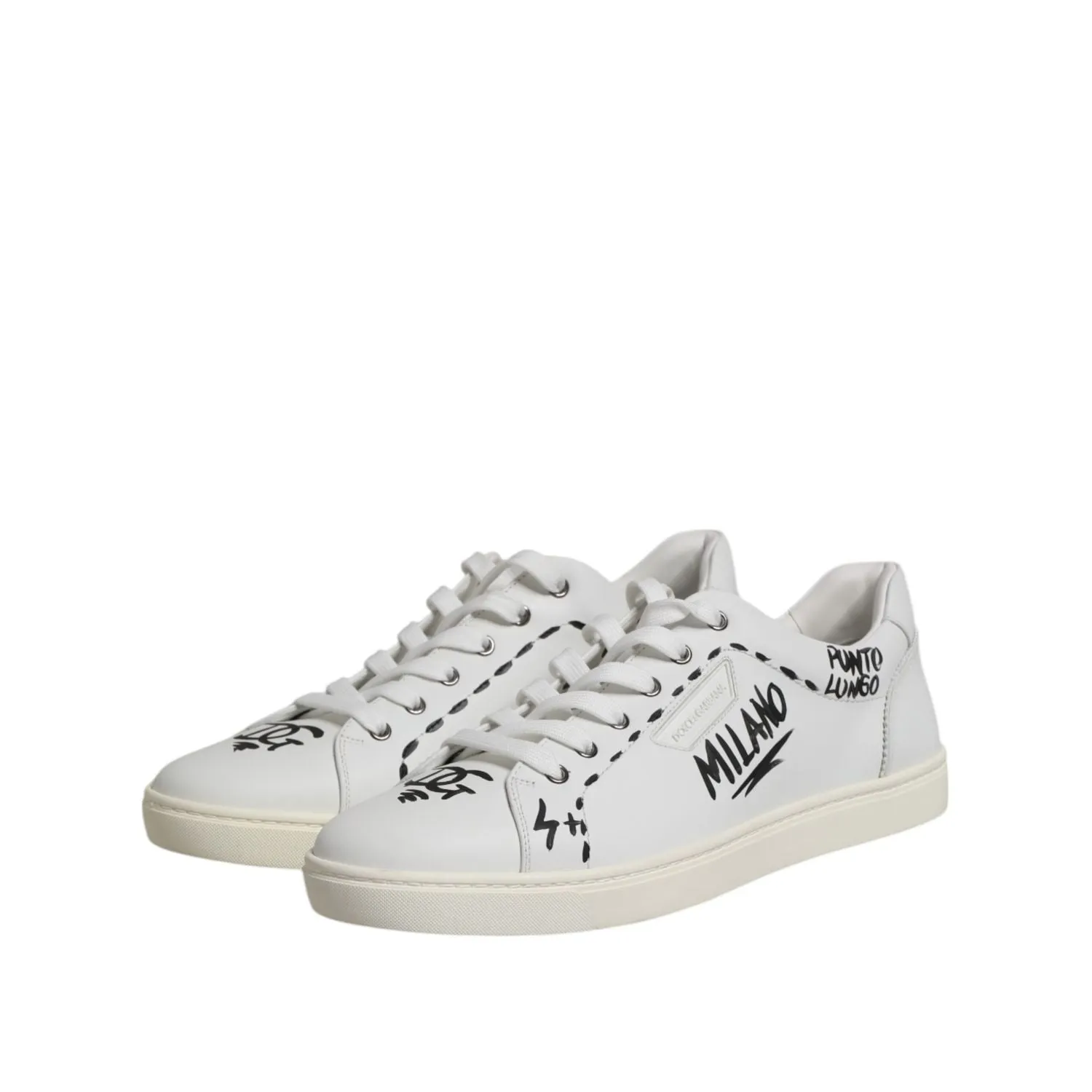 Canvas Or Sneakers Dolce & Gabbana White London Calf Leather Men Sneakers Shoes