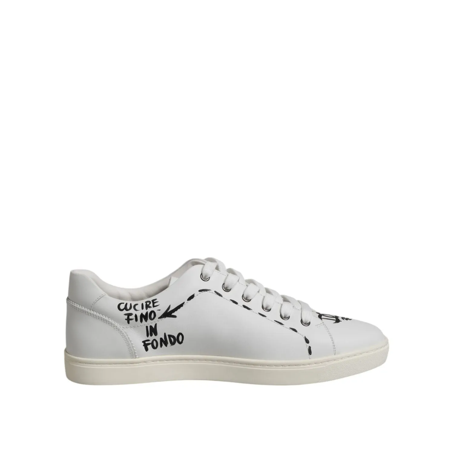 Dolce & Gabbana White London Calf Leather Men Sneakers Shoes Lace Sneakers