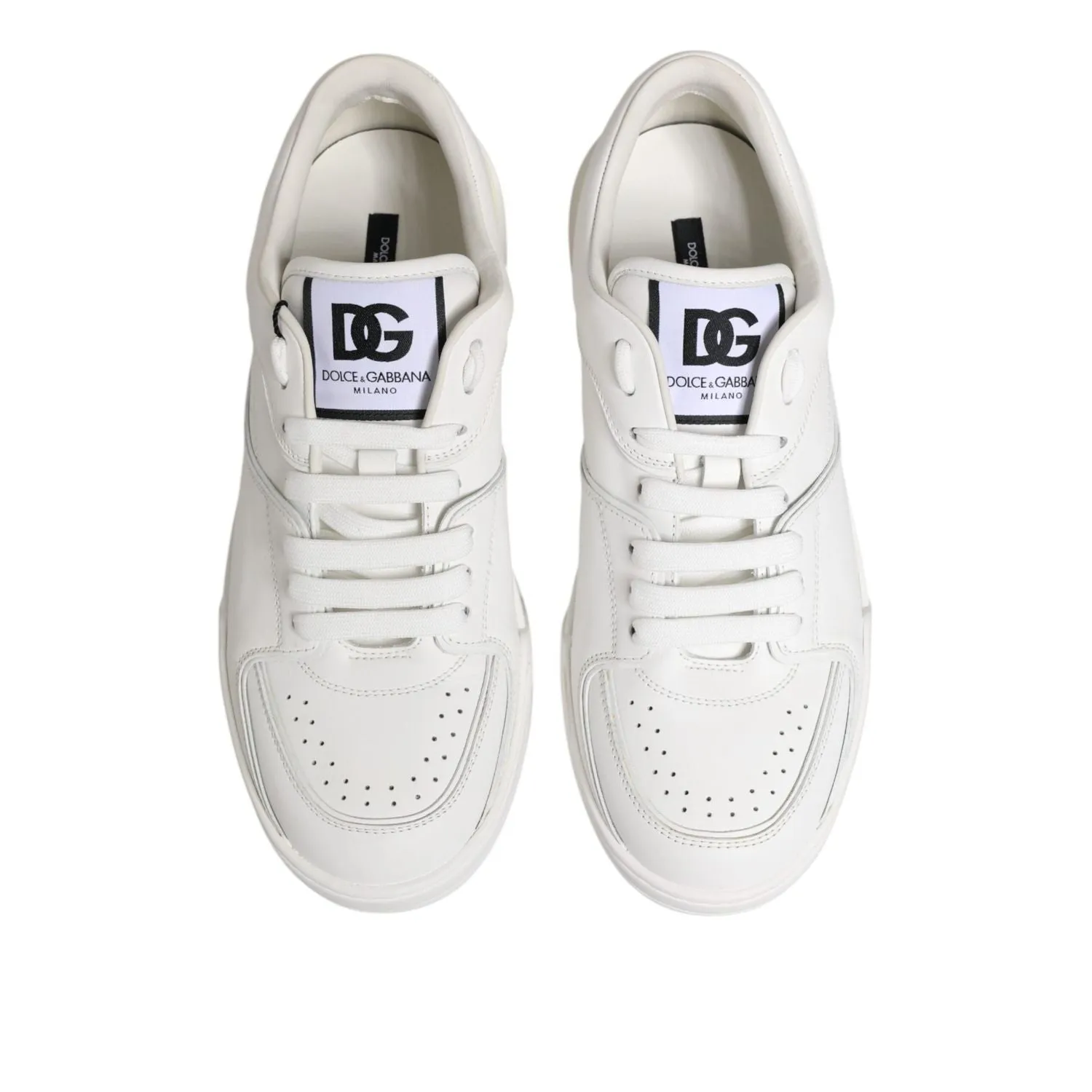 Dolce & Gabbana White Miami Leather Low Top Sneakers Shoes Best Waterproof Sneakers