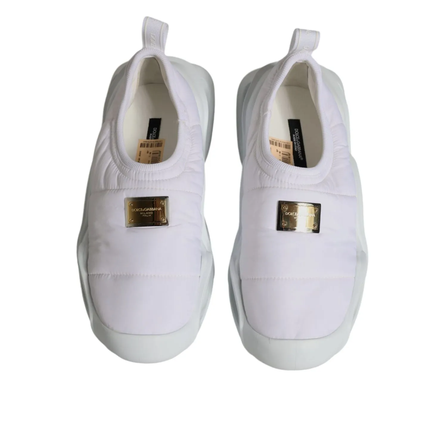 Dolce & Gabbana White Padded Fabric Low Top Sneakers Shoes Ac Sneakers