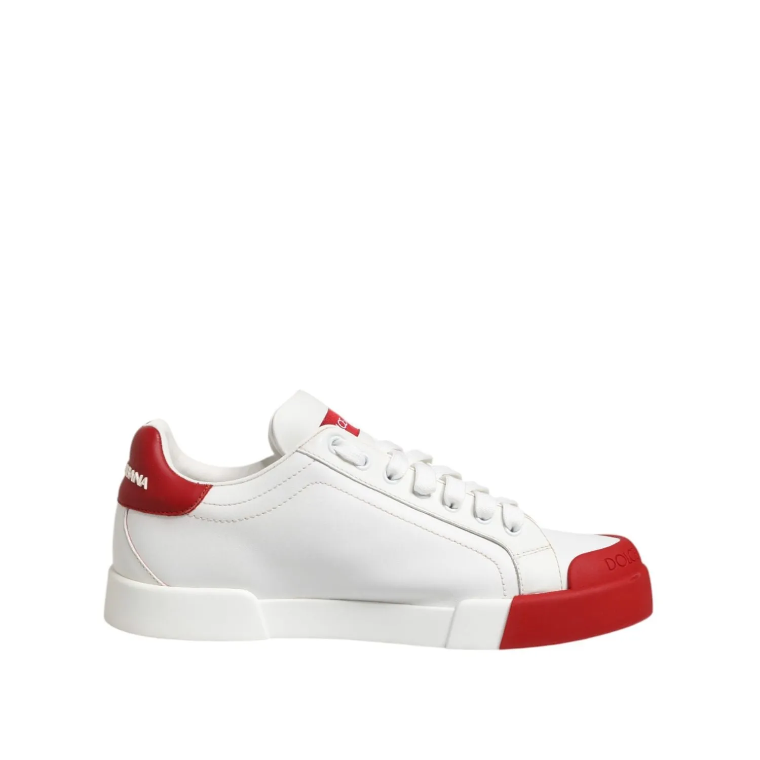 Sneakers Porn Dolce & Gabbana White Red Leather Lace Up Sneakers Shoes