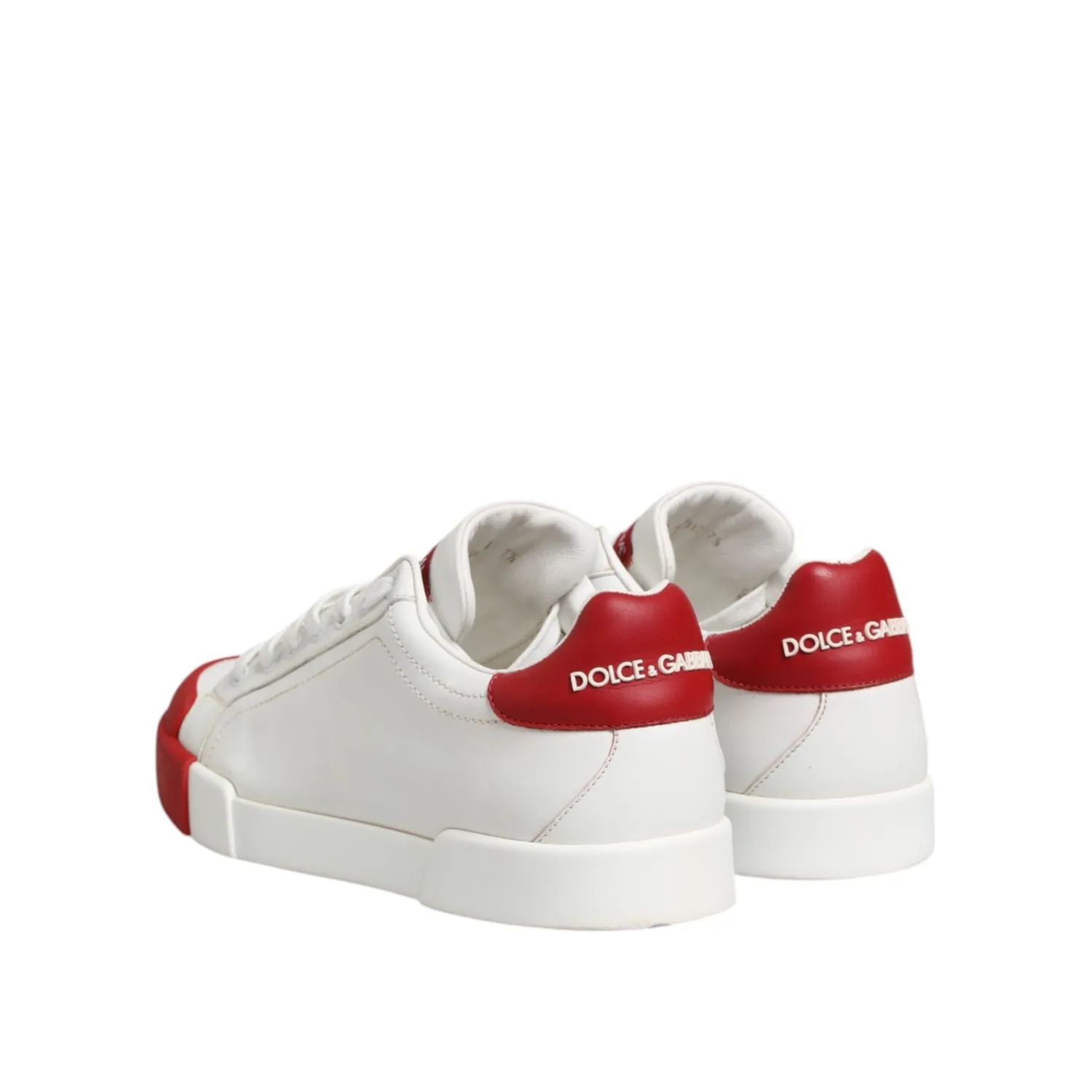 Dolce & Gabbana White Red Leather Lace Up Sneakers Shoes Solomon Sneakers