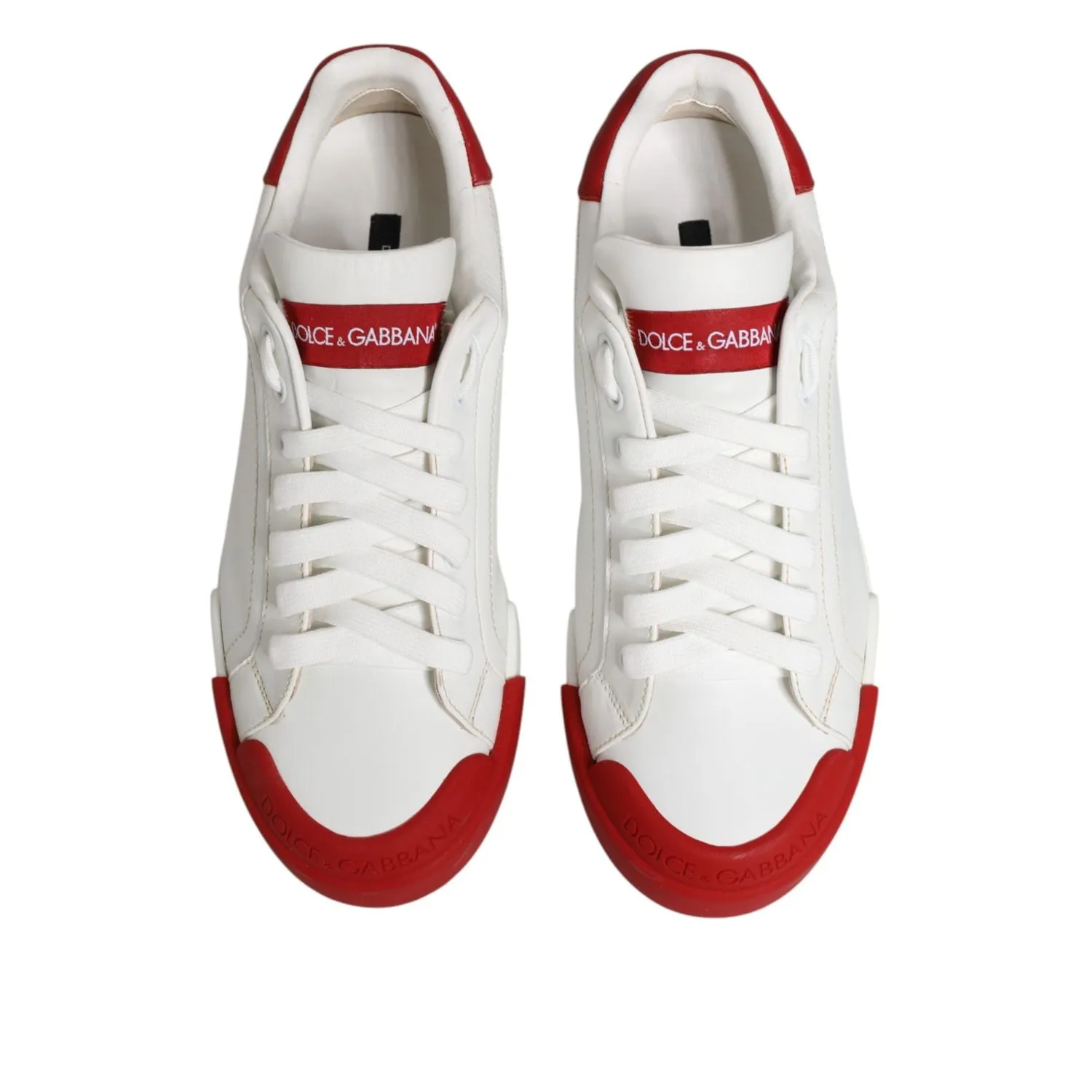 Insoles For Sneakers Dolce & Gabbana White Red Leather Lace Up Sneakers Shoes
