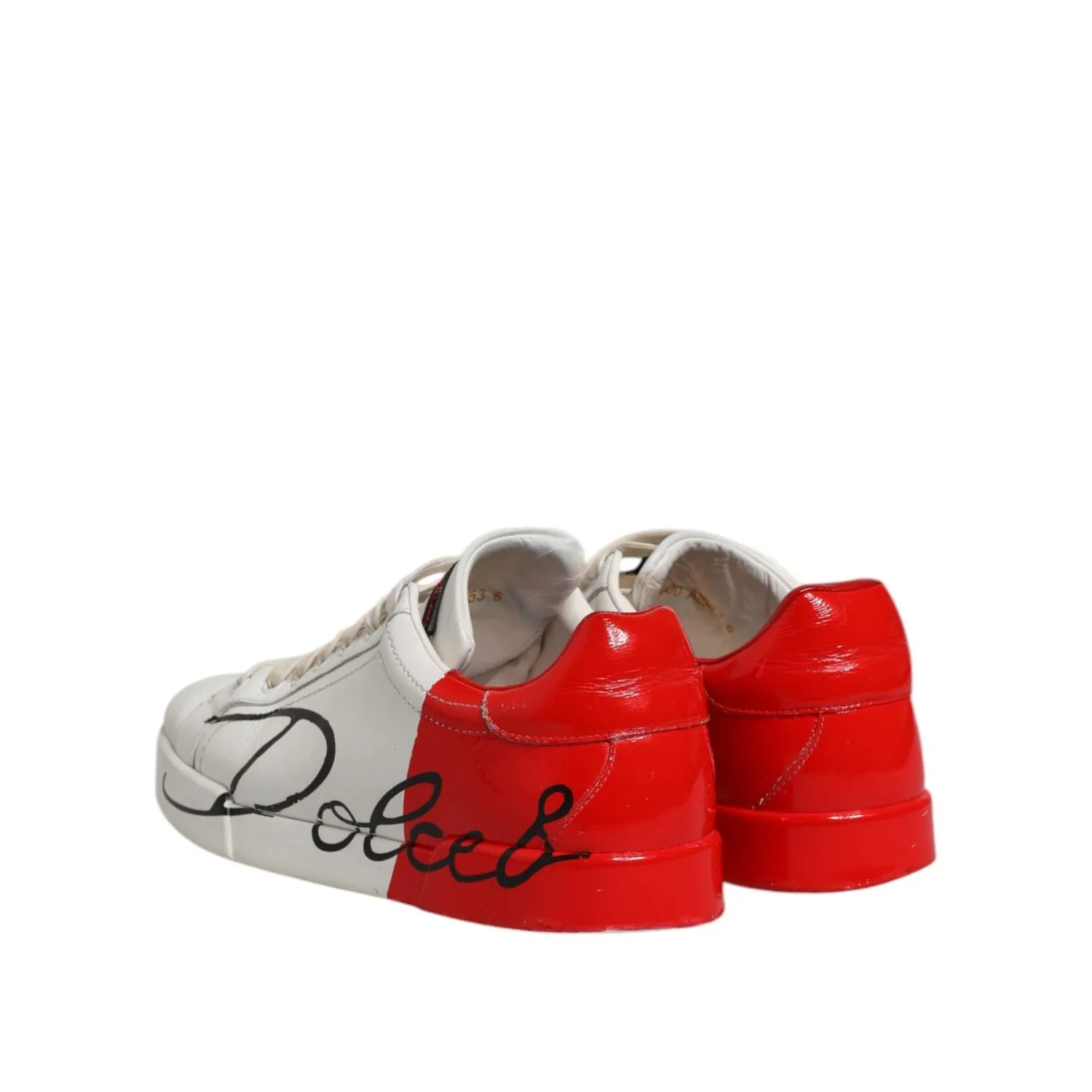 Dolce & Gabbana White Red Leather Logo Low Top Sneakers Shoes Casual Shoes With White Soles