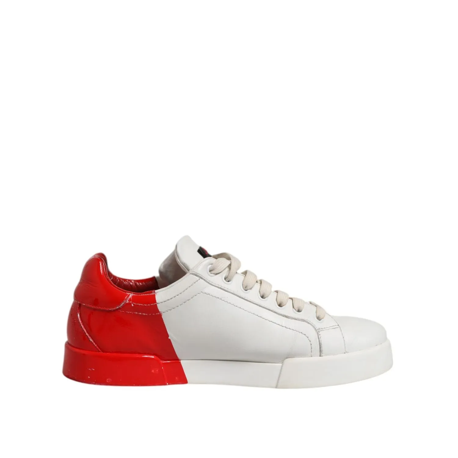 Dolce & Gabbana White Red Leather Logo Low Top Sneakers Shoes Force Low Se Casual Shoes