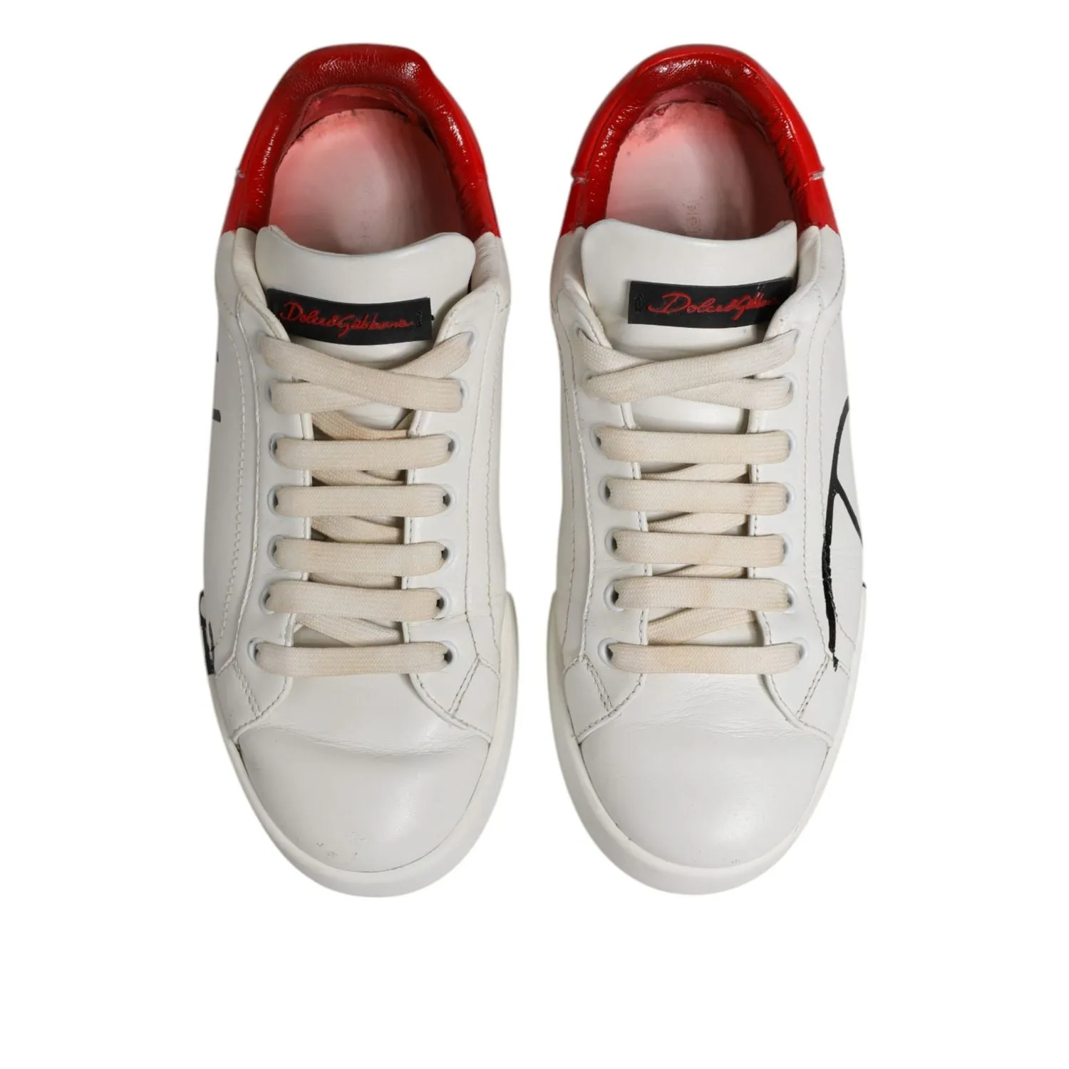 Best Casual Shoes For Gym Dolce & Gabbana White Red Leather Logo Low Top Sneakers Shoes
