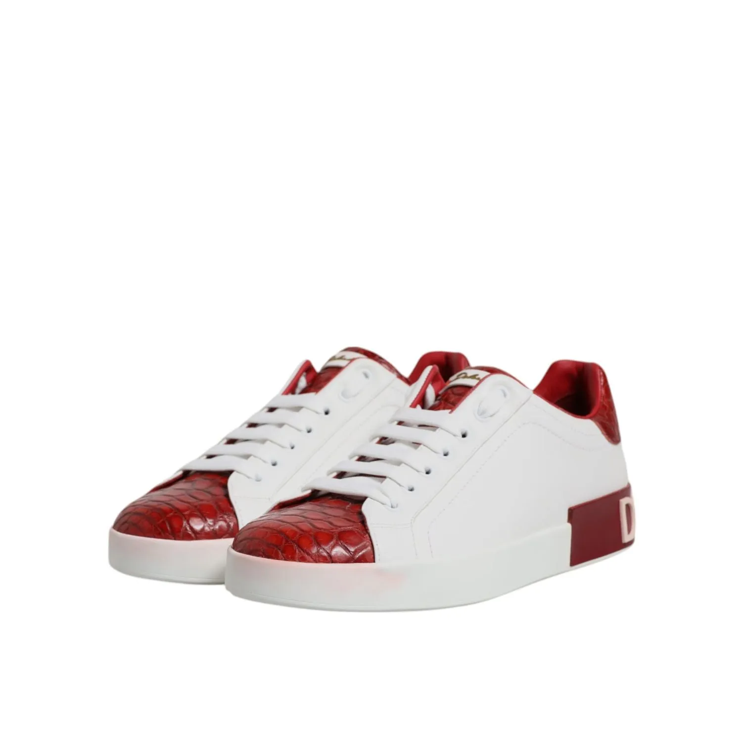 Converse Wedge Sneakers Dolce & Gabbana White Red Leather Portofino Men Sneaker Shoes