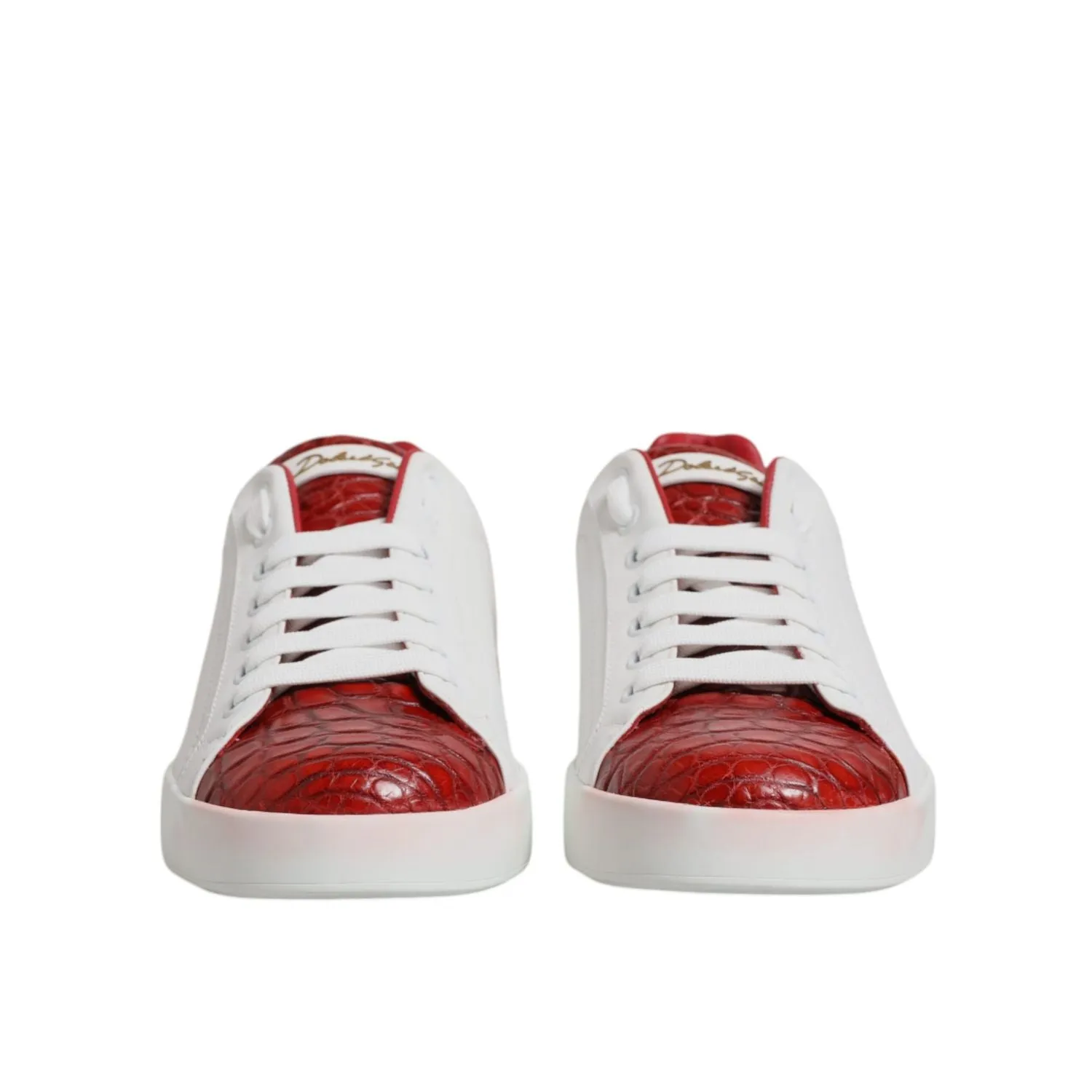 Dolce & Gabbana White Red Leather Portofino Men Sneaker Shoes Sneakers And Socks