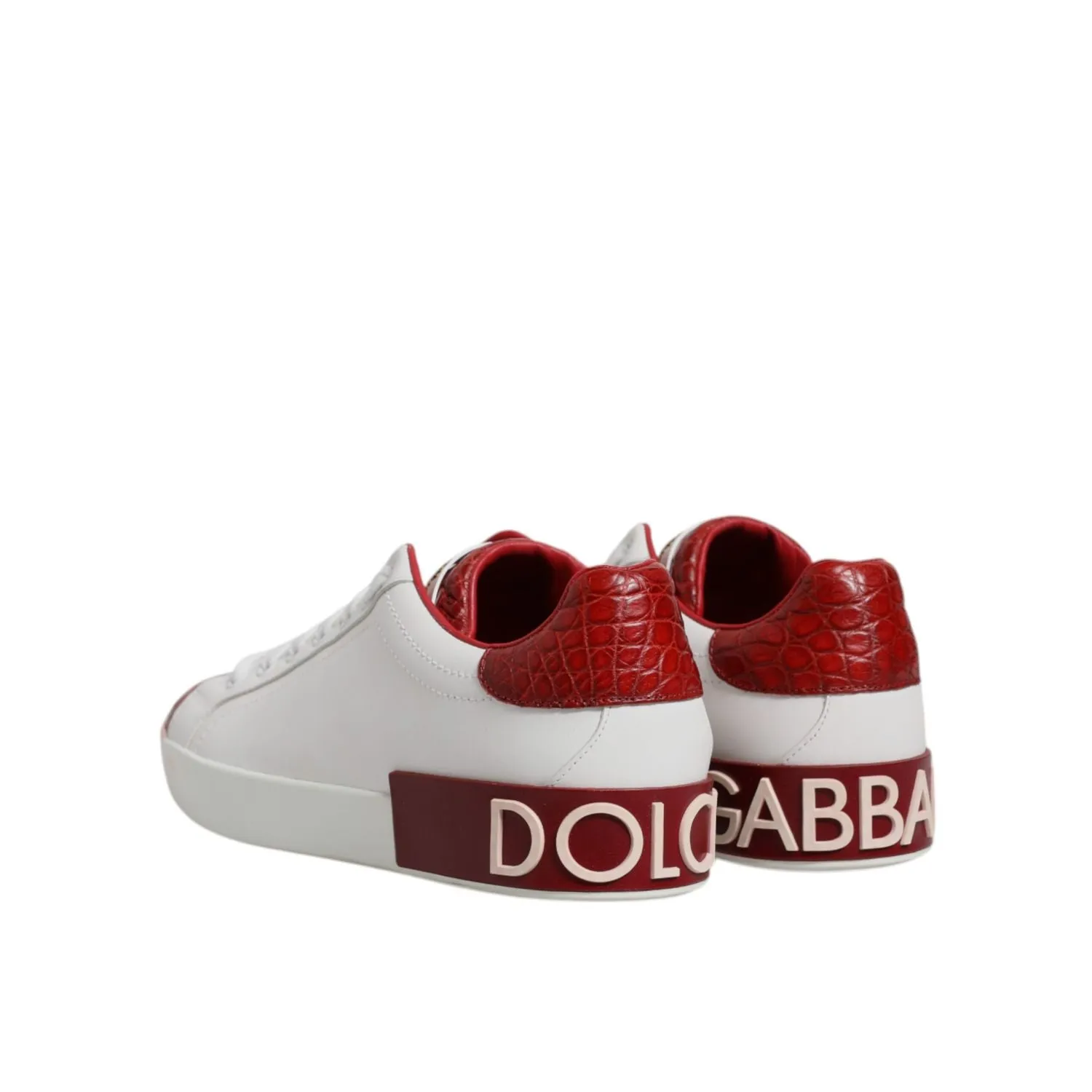 Box Toe Sneakers Dolce & Gabbana White Red Leather Portofino Men Sneaker Shoes