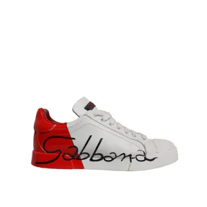 Casual Shoes In Style 2024 Dolce & Gabbana White Red Logo Portofino Sneakers Shoes