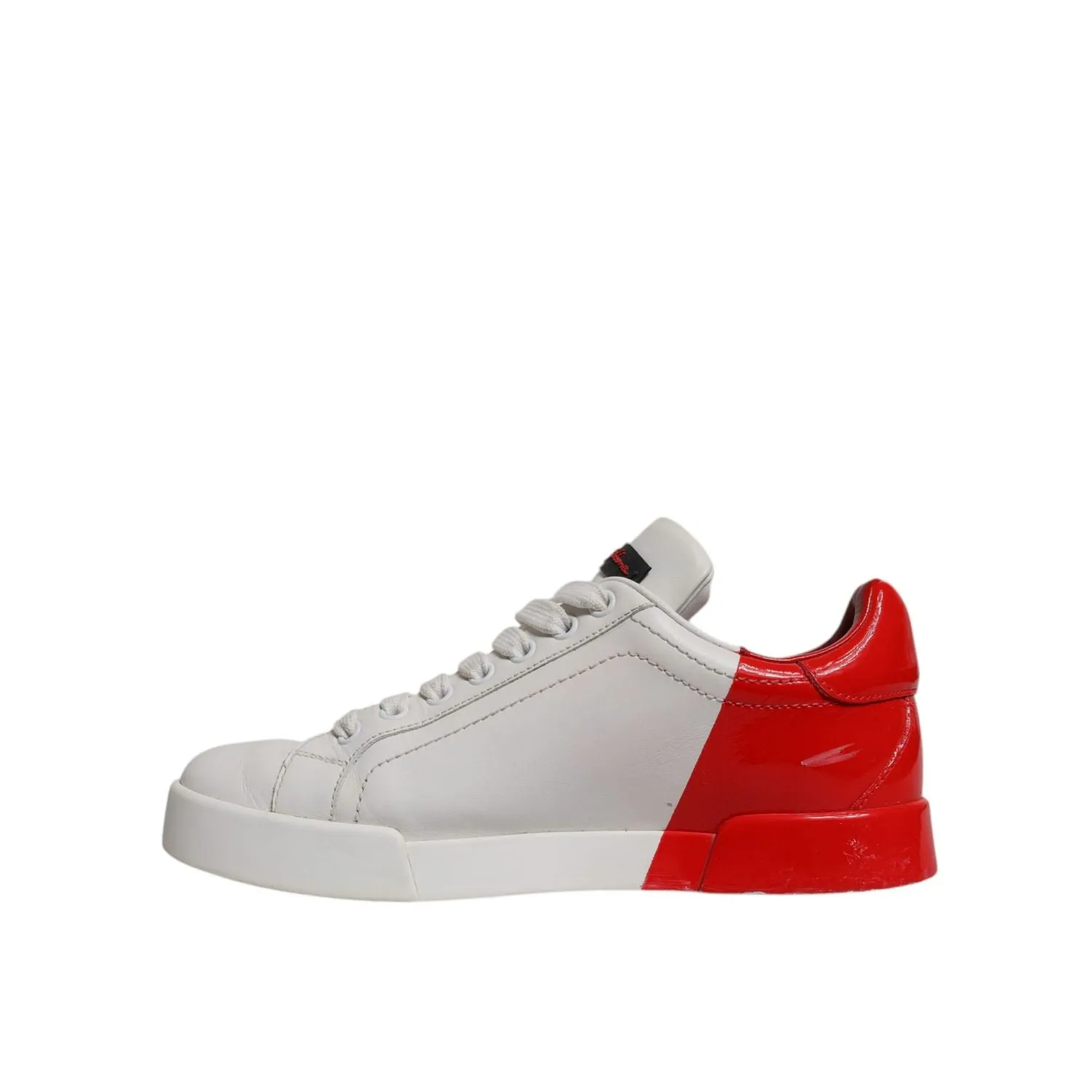 Dolce & Gabbana White Red Logo Portofino Sneakers Shoes Casual Shoes For Formal Wear