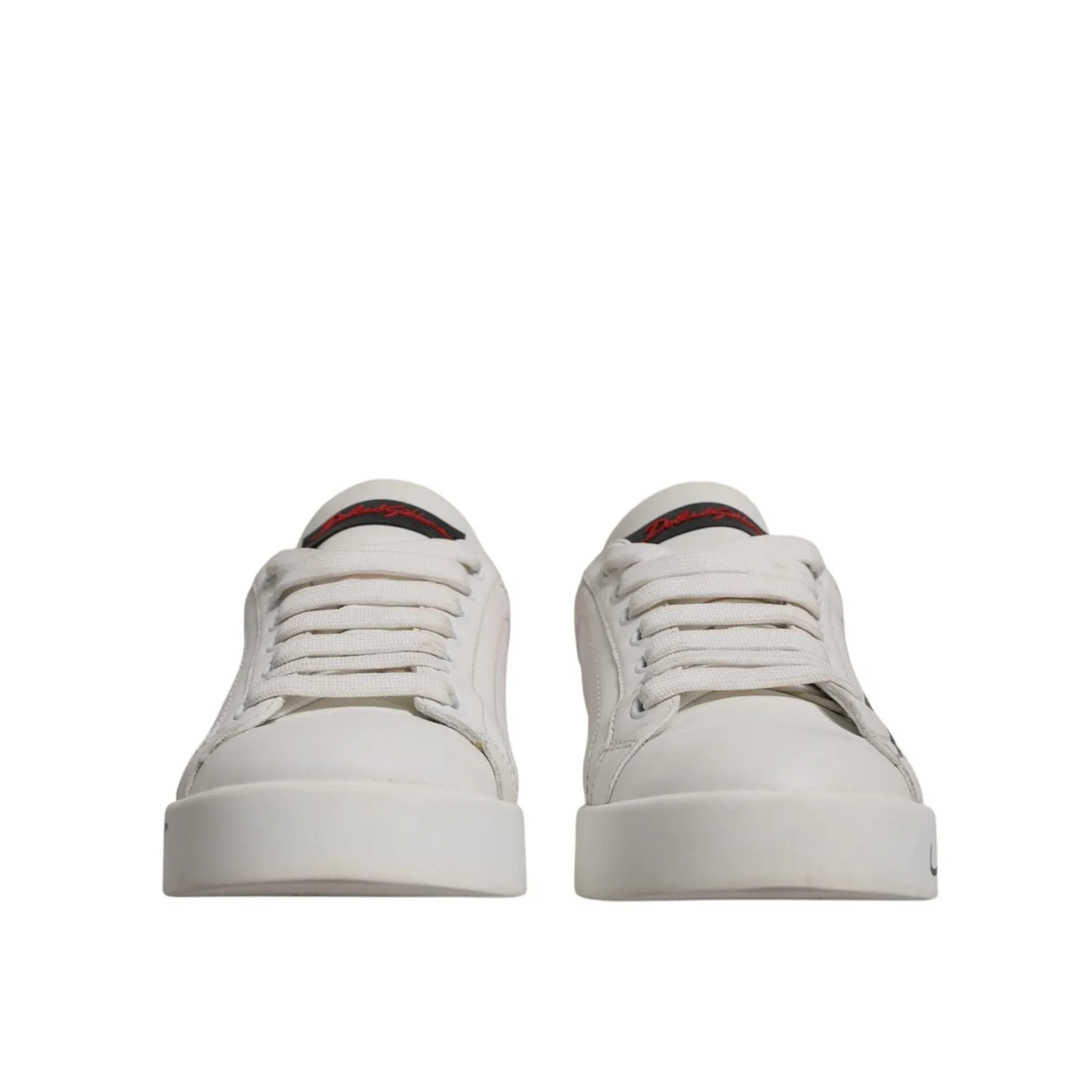 Dolce & Gabbana White Red Logo Portofino Sneakers Shoes Shoes For Formal And Casual Wear