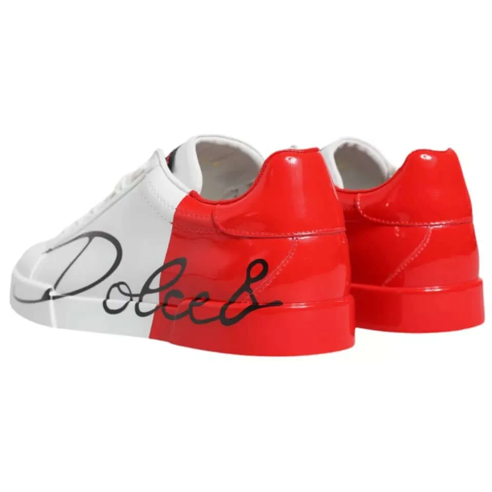 Dolce & Gabbana White Red Portofino Low Top Sneakers Shoes Le Tigre Sneakers