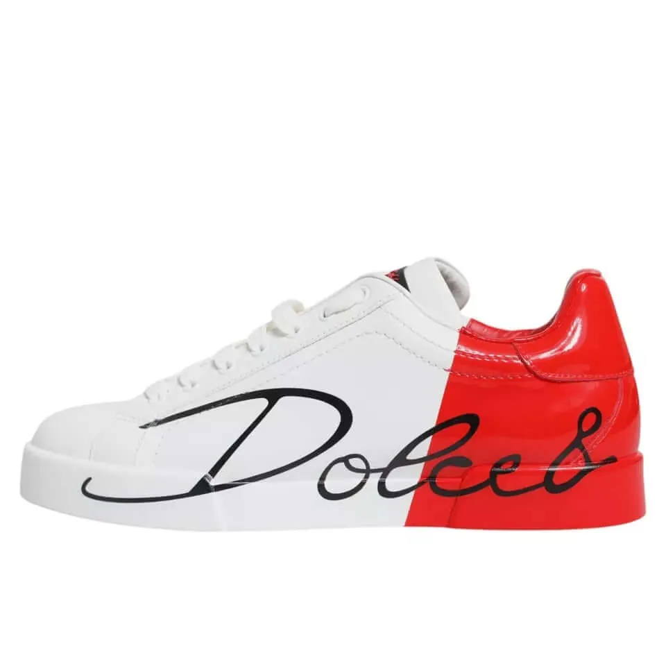 Dolce & Gabbana White Red Portofino Low Top Sneakers Shoes Michigan Sneakers