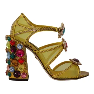 Sandals For Neuropathy Dolce & Gabbana Yellow Leather Crystal Ayers Sandals Shoes