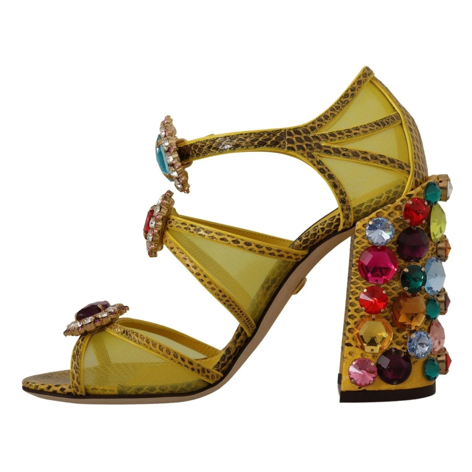Sandals Resorts Resorts Dolce & Gabbana Yellow Leather Crystal Ayers Sandals Shoes