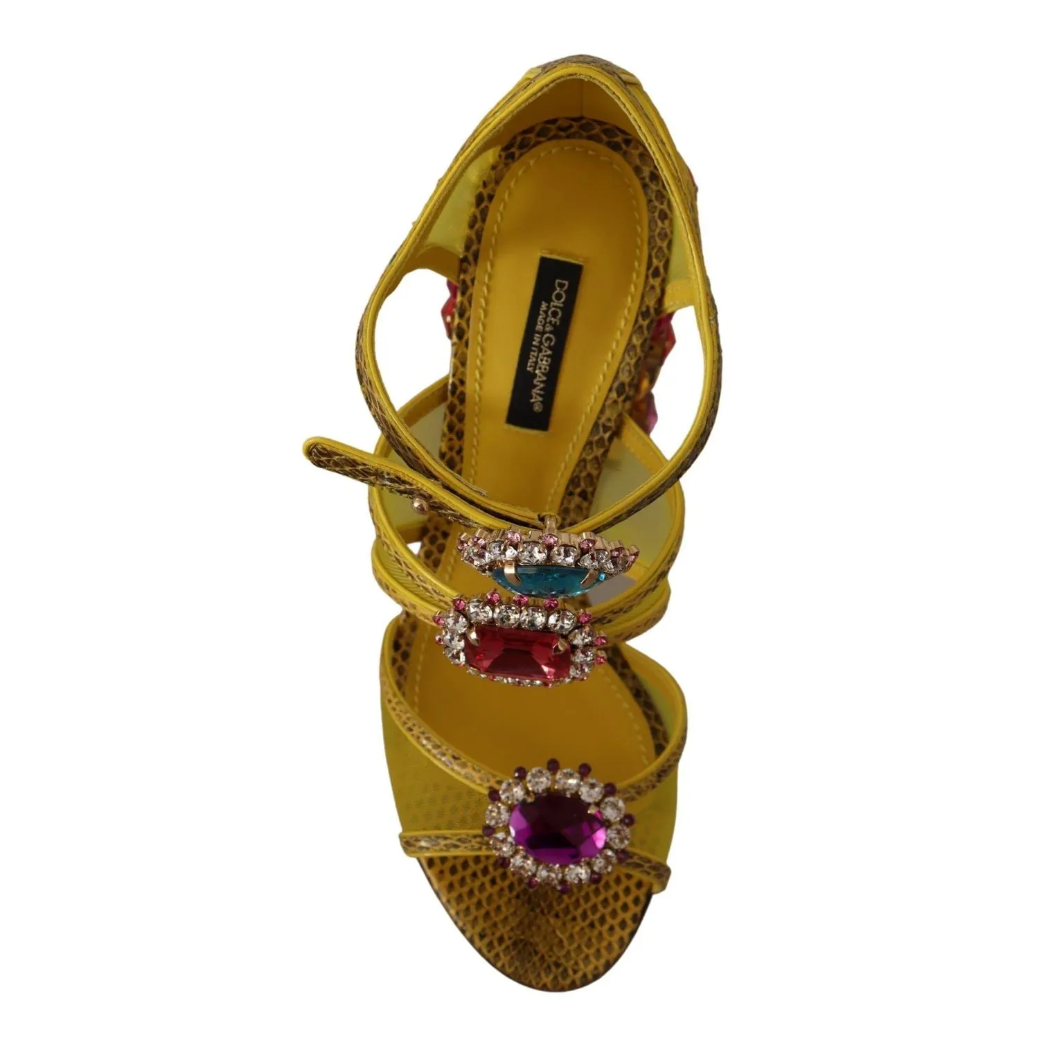 Dolce & Gabbana Yellow Leather Crystal Ayers Sandals Shoes Walk Sandals Comfortable