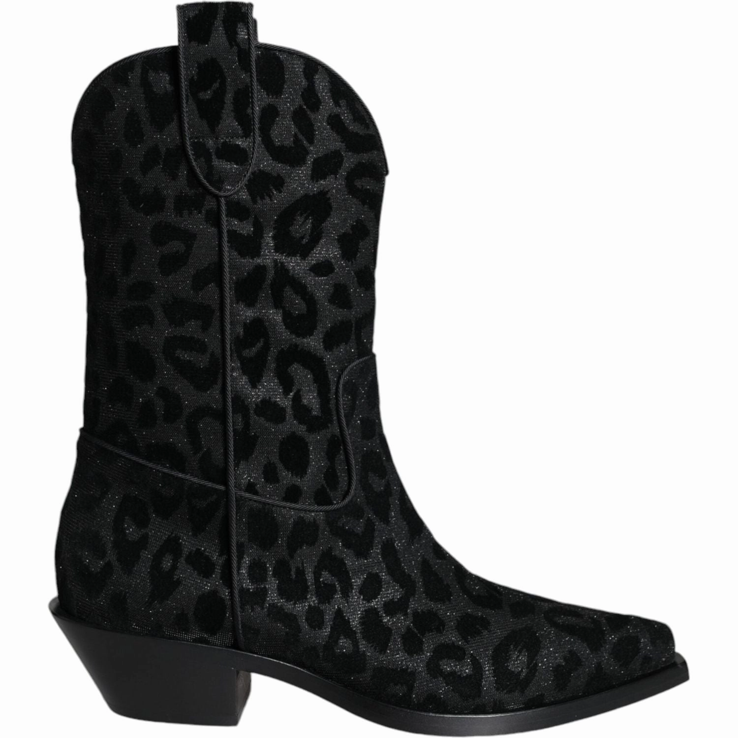 Dolce & Gabbana Black Gray Leopard Cowboy Boots Shoes Shoes Flats Dressy