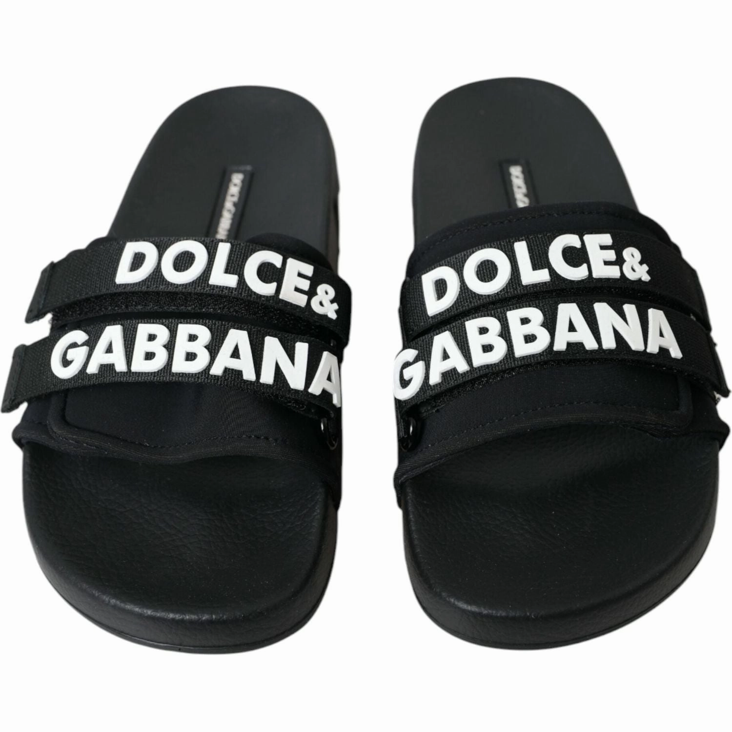 Dolce & Gabbana Black Neoprene Slides Flats Beachwear Shoes Pointy Flat Shoes