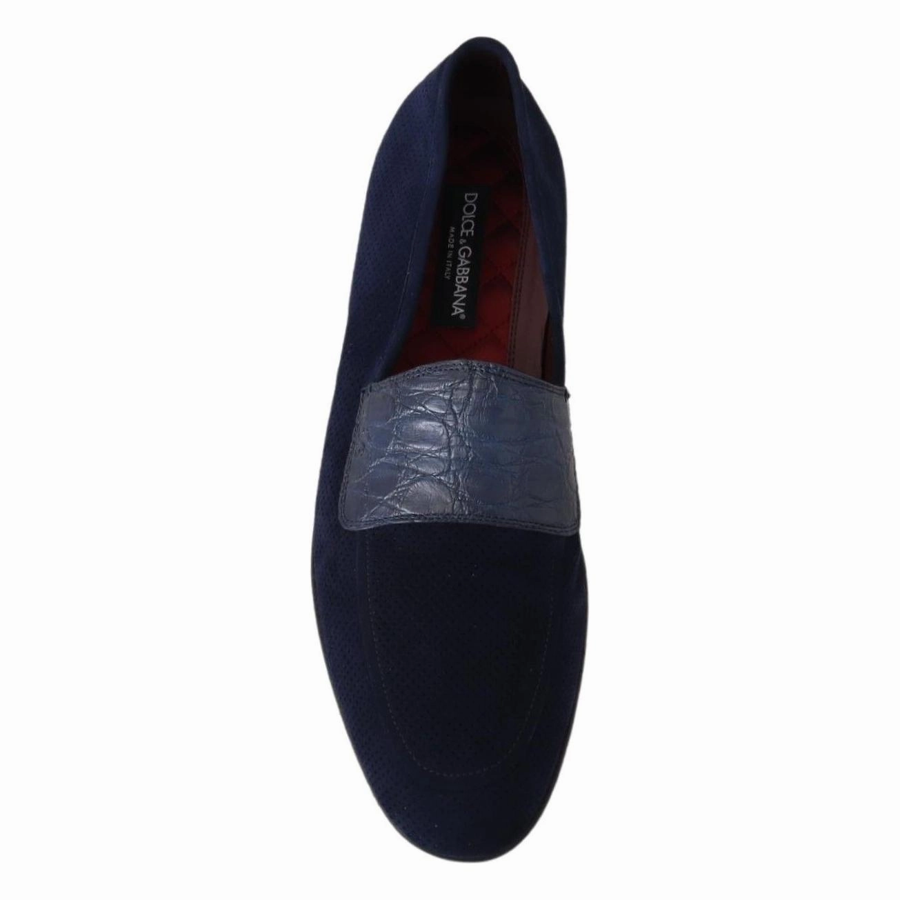 Loafers Mk Shoes Dolce & Gabbana Blue Suede Caiman Loafers Slippers Shoes