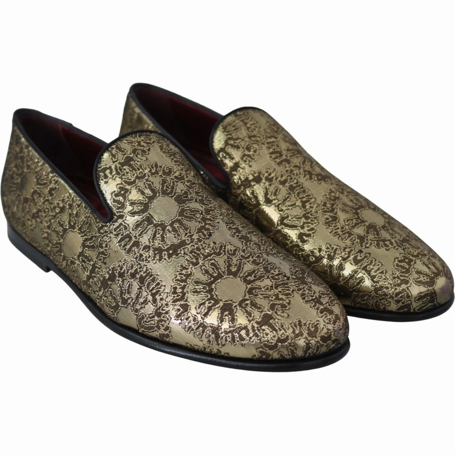 Best Loafers To Wear With Jeans Dolce & Gabbana Gold Jacquard Flats Mens Loafers Shoes