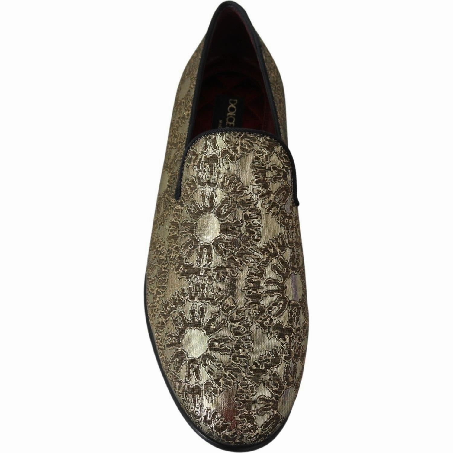 Loafers Bread Twp Dolce & Gabbana Gold Jacquard Flats Mens Loafers Shoes