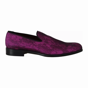 Loafers Pierced Dolce & Gabbana Purple Jacquard Loafers Dress Formal Shoes