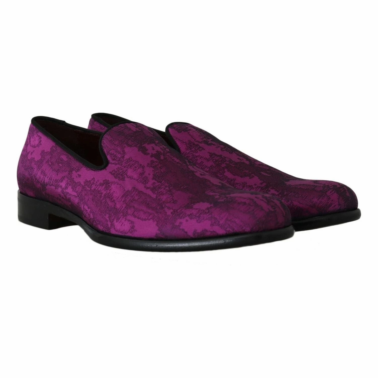 Dolce & Gabbana Purple Jacquard Loafers Dress Formal Shoes Logo Loafers