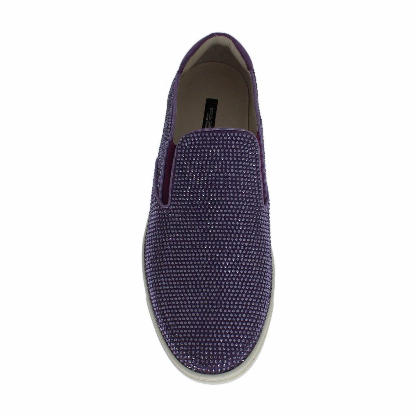 Dolce & Gabbana Purple Strass Canvas Logo Sneakers Foot Loafers