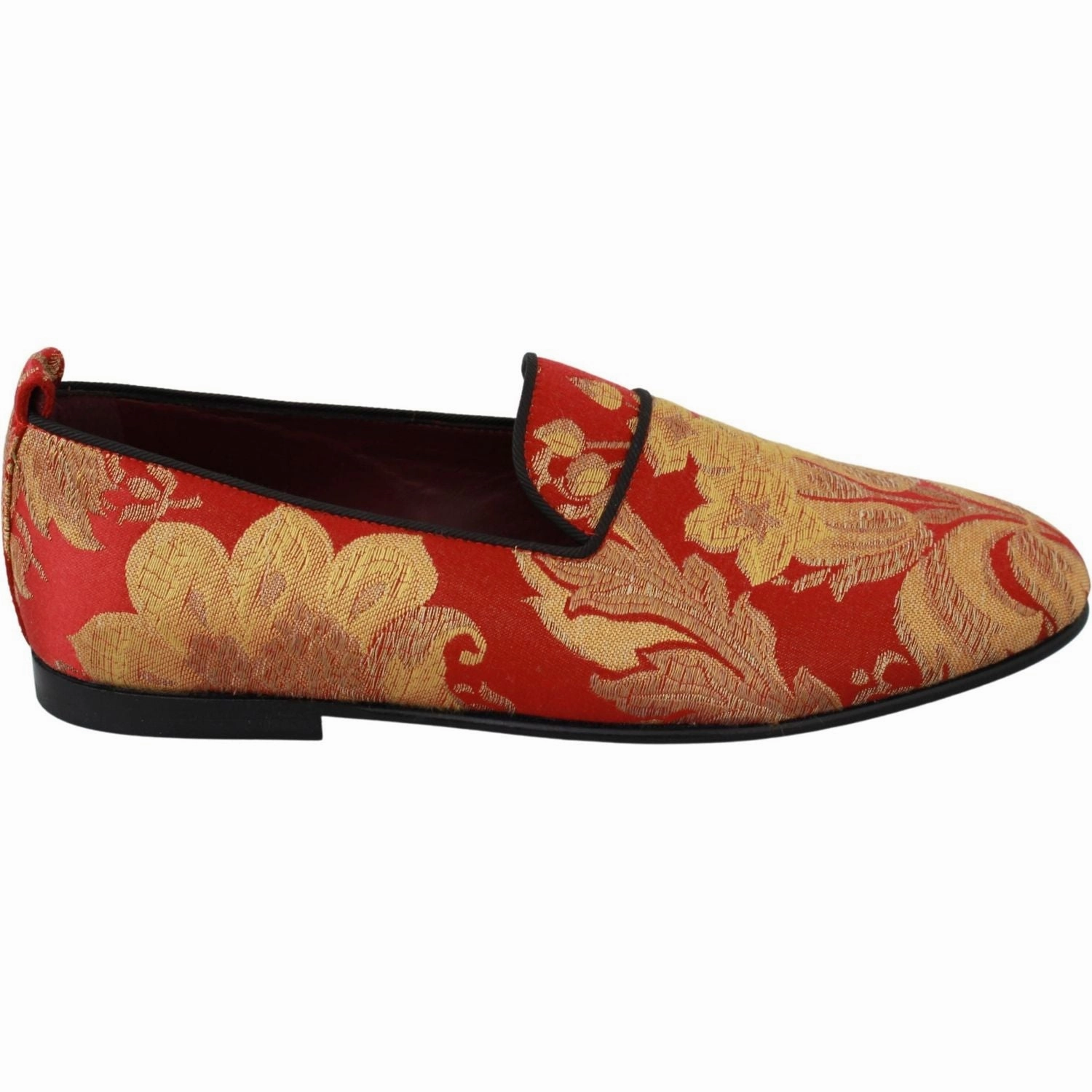 Lugsole Loafers Dolce & Gabbana Red Gold Brocade Slippers Loafers Shoes