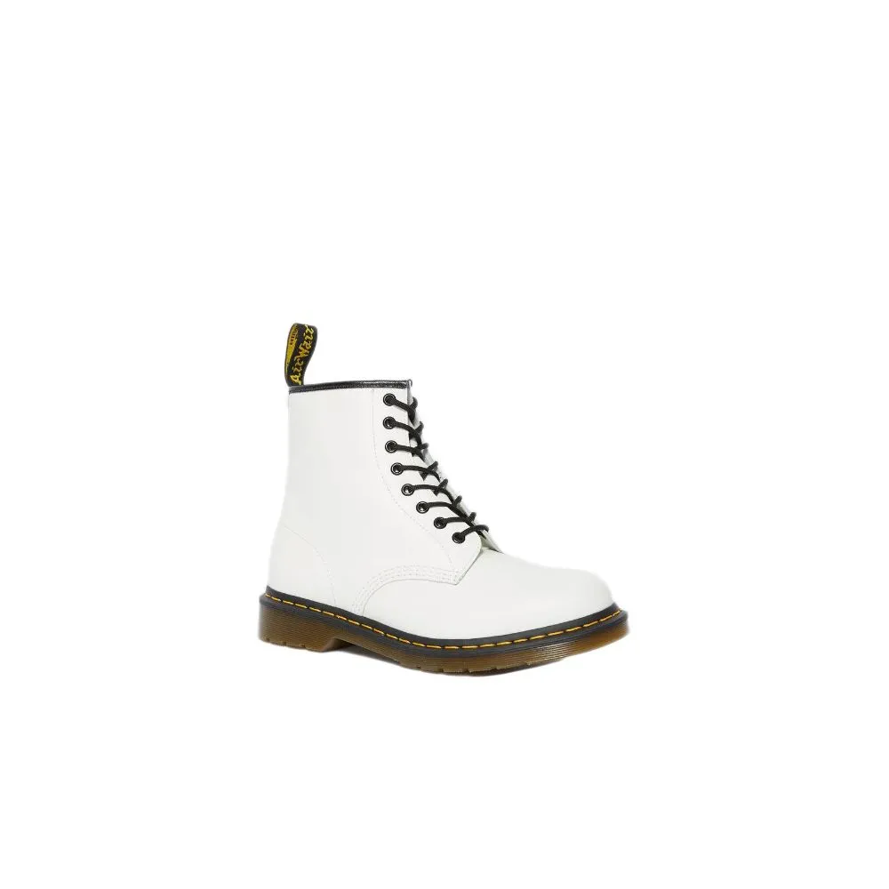 Dr. Martens White Leather Lace-Up Boots Wool Casual Shoes