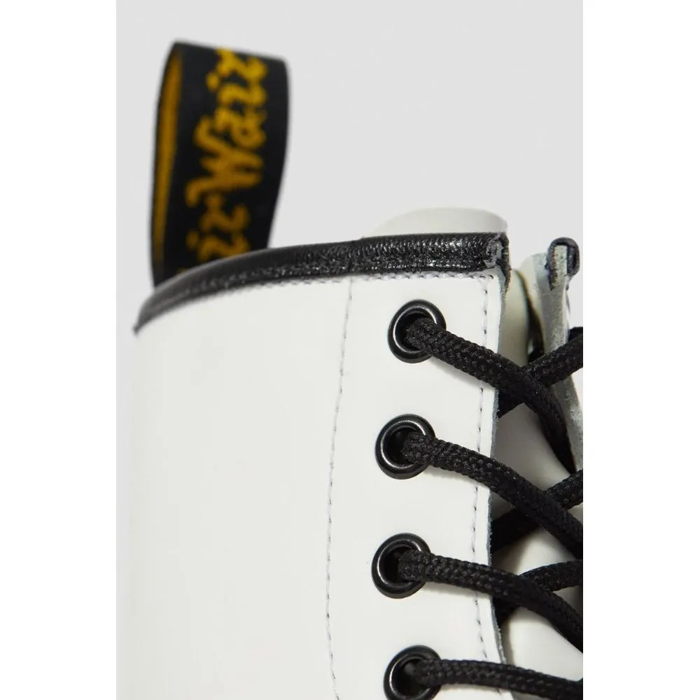 Dr. Martens White Leather Lace-Up Boots Court Graffik Casual Low Top Skate Shoe