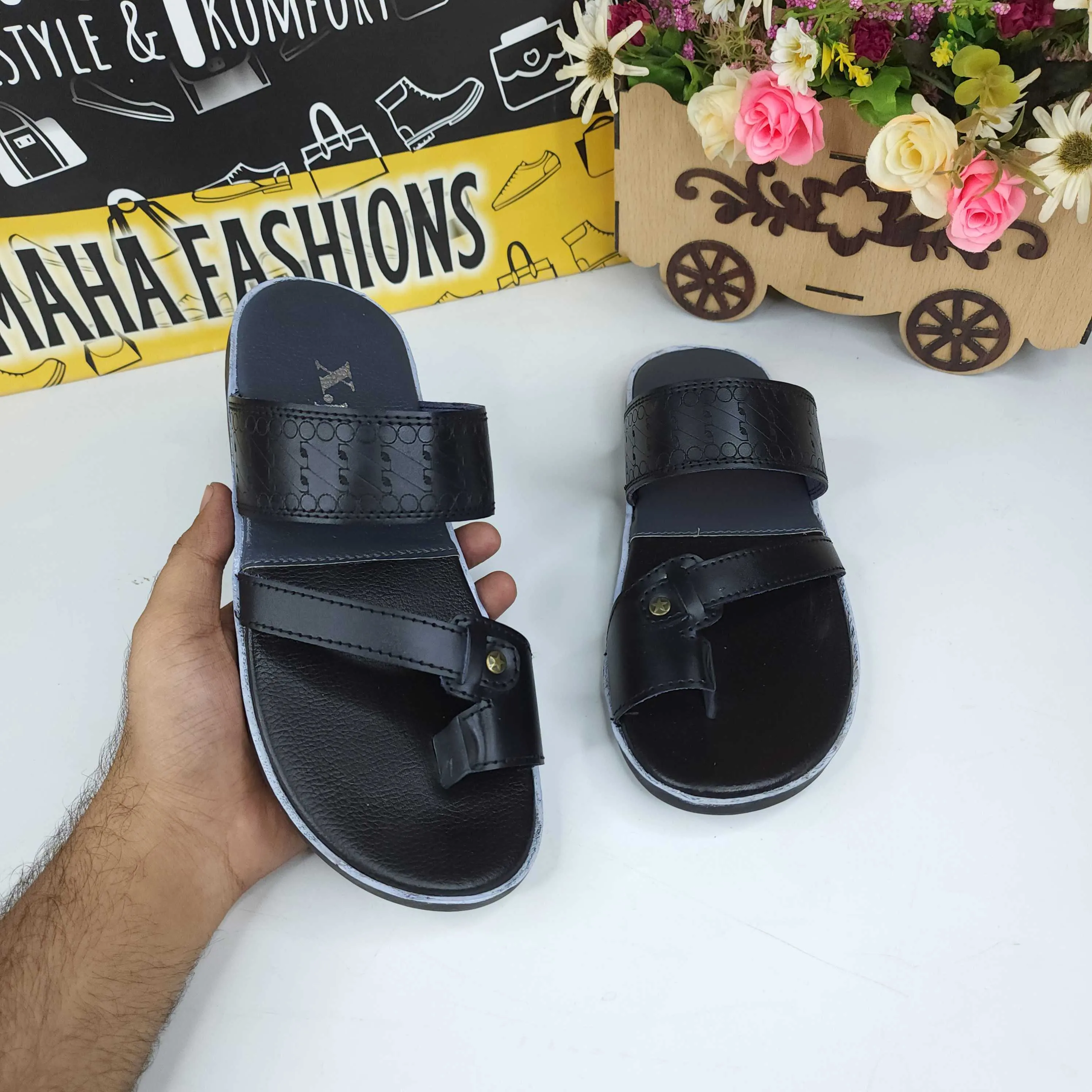 Men Black Slippers Slide Slipper