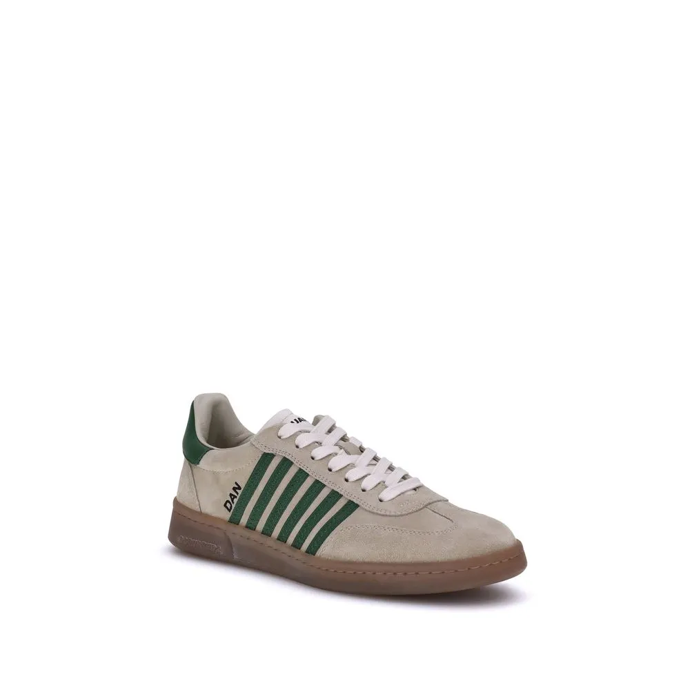 Dsquared Green Calf Leather Bos Taurus Low Top Sneakers Flat Pointy Shoes