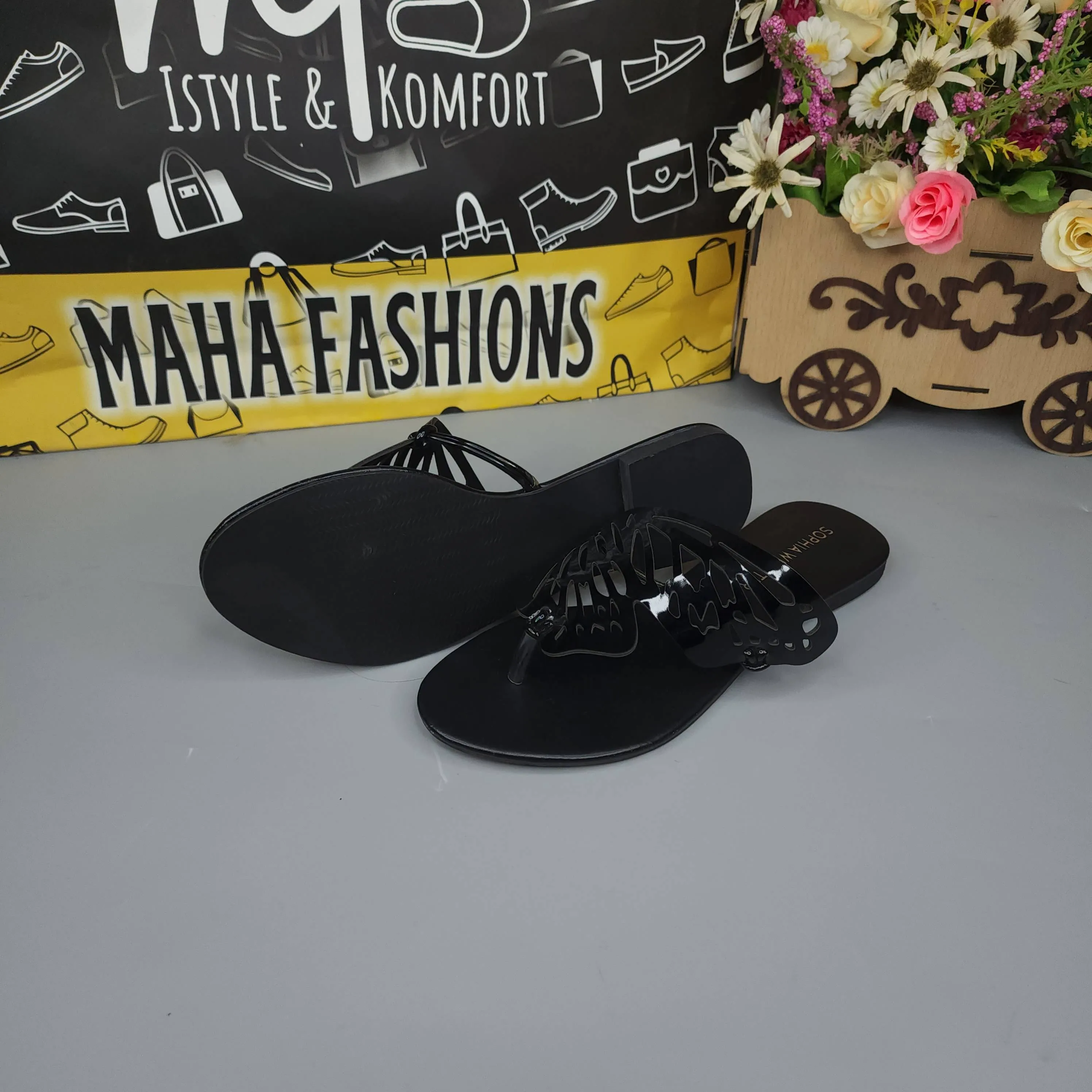 Slippers Charm Black Butterfly Slippers