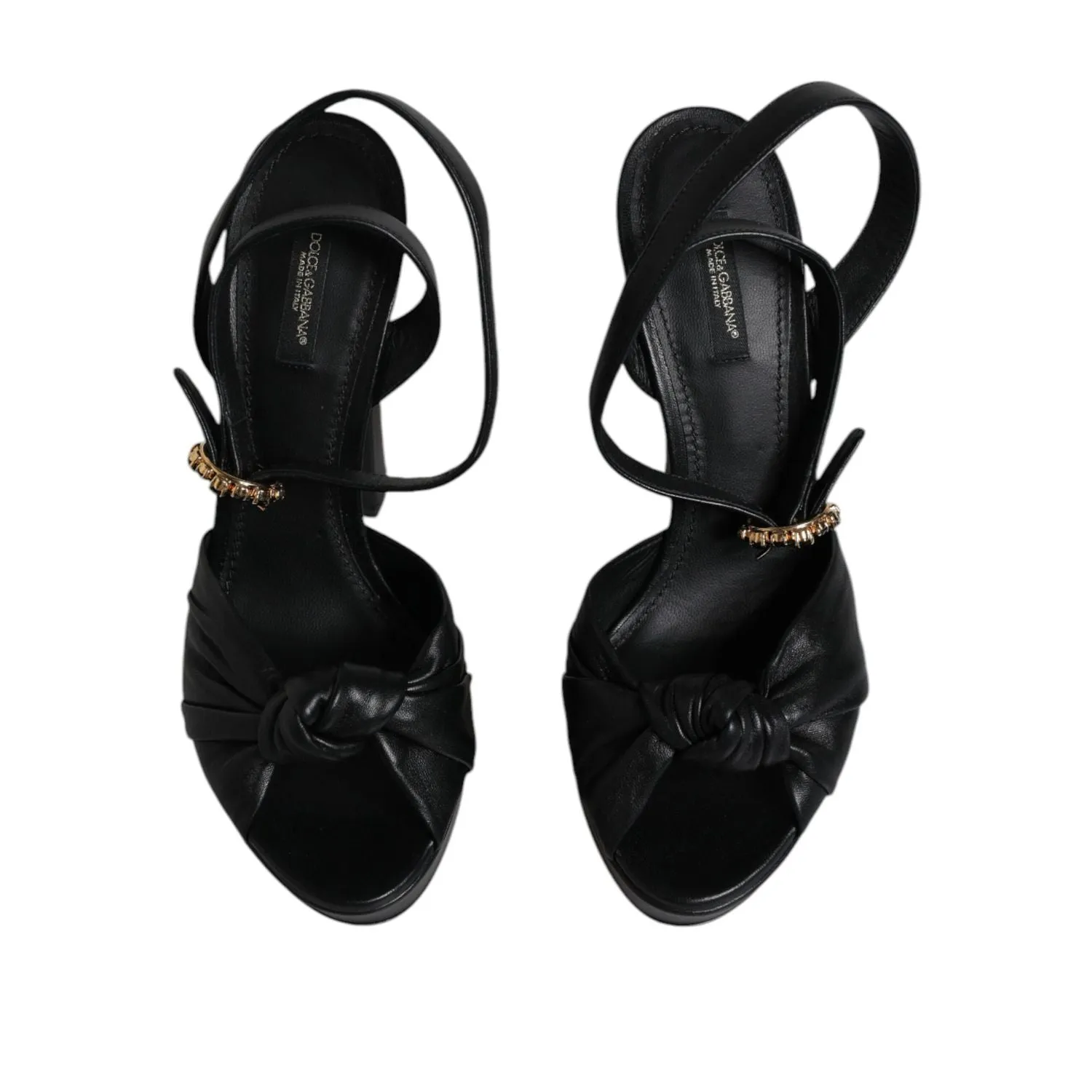 Dolce & Gabbana Black Leather Platform Heels Sandals Shoes Vibram Sandals