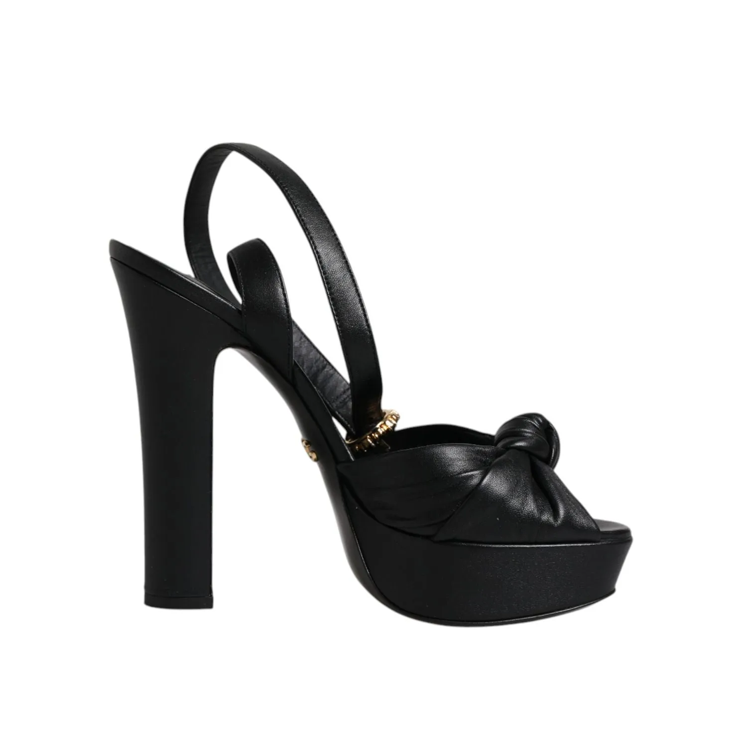 Dolce & Gabbana Black Leather Platform Heels Sandals Shoes Sandals Resort Dominican Republic