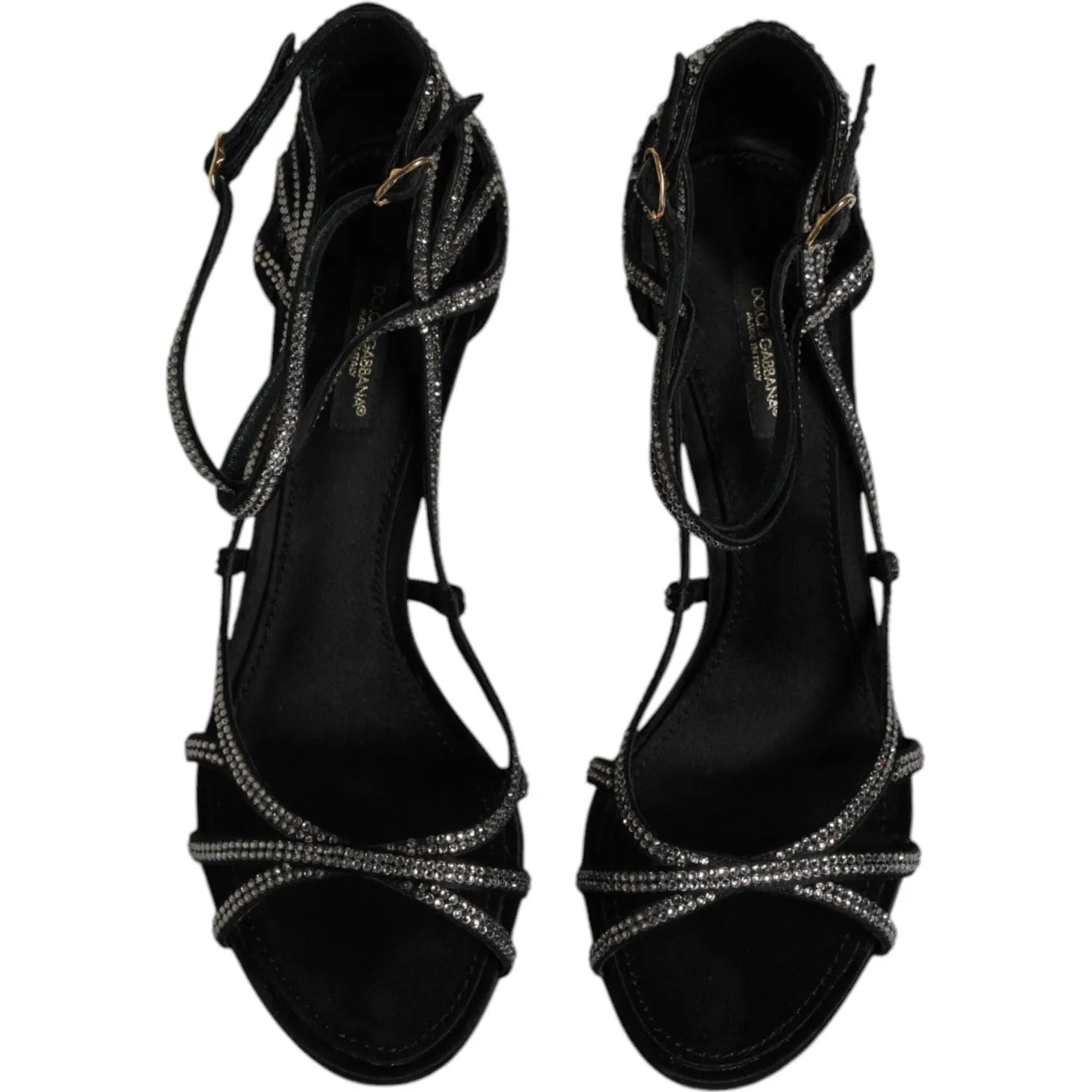 Crocs Low Wedge Sandals Dolce & Gabbana Black Strass Ankle Strap Heels Sandals Shoes