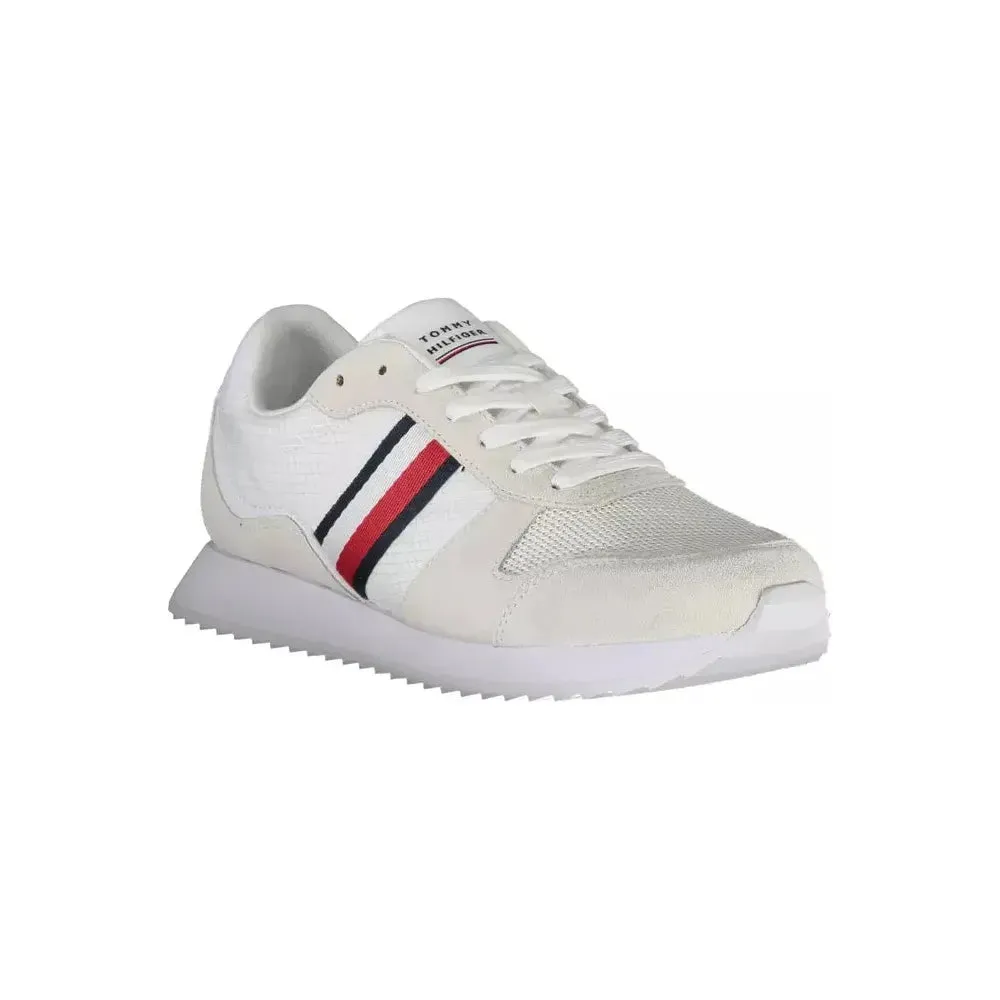 Tommy Hilfiger Eco-Conscious White Sneakers With Logo Accent Casual Shoes Without Lace