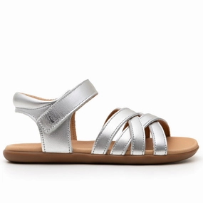 Sandals Made In Usa Tip Toey Joey Girl's Criss Cross Sandals - Sterling Silver