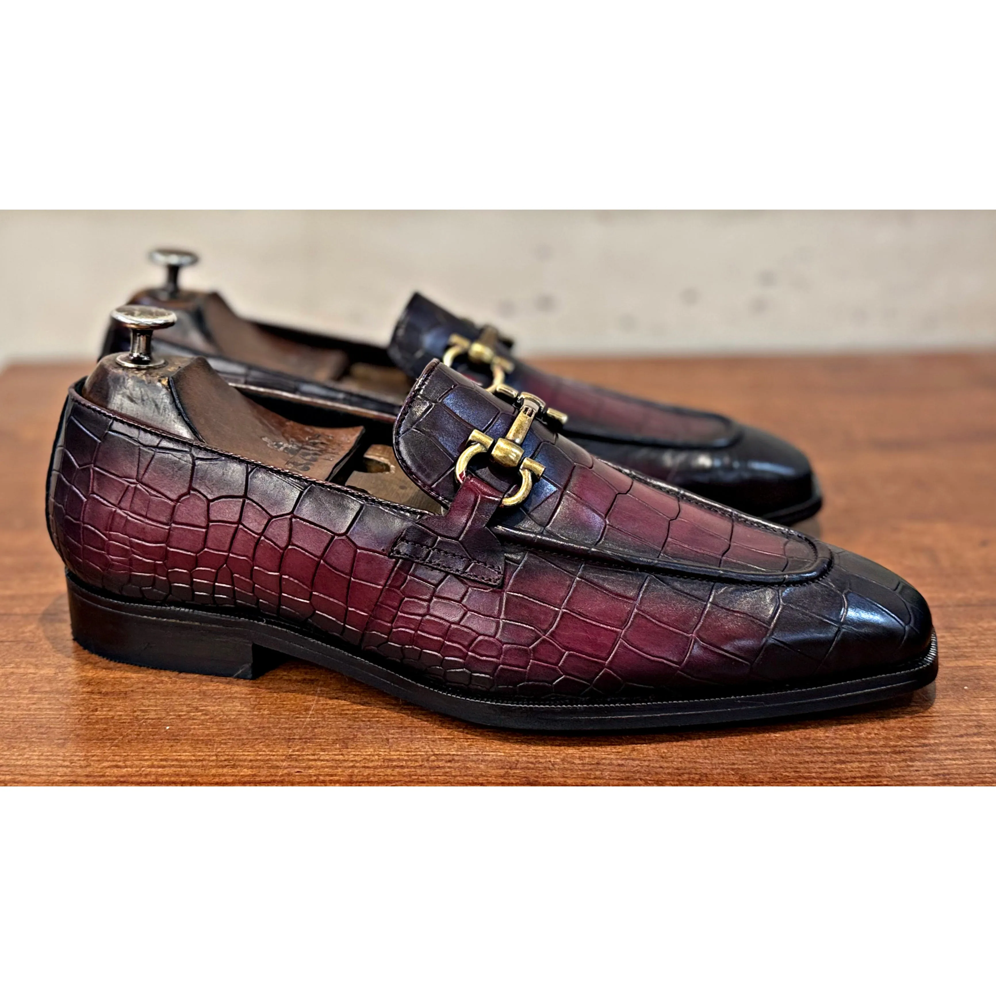 Ecsaaro Designer Loafers Croco Princetown Loafers